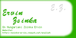 ervin zsinka business card